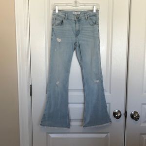 girls Zara light blue flare denim jeans size 13-14